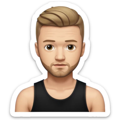 Justin Timberlake dark blonde hair, black tank top sticker