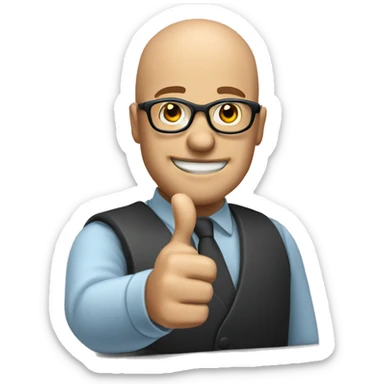 Information technology thumbs up bald guy with glasses sticker