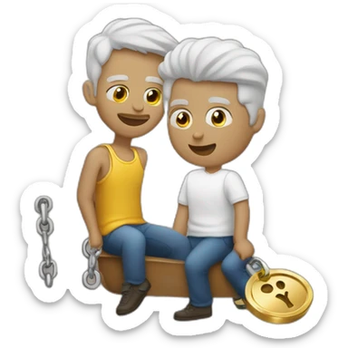 Bar sinson con un amigo en un auto con cadenas de oro sticker