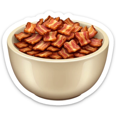 fine brown bacon bits in small bowl sticker