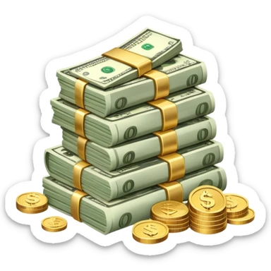 pile of money cash and coins sticker