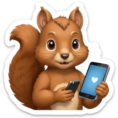 squirrel holding a smartphone sticker