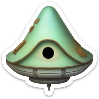  Pretty nice flattened UFO alien spaceship shaped birdhouse —no emoji  sticker