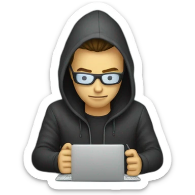 Hacker man is typing code sticker