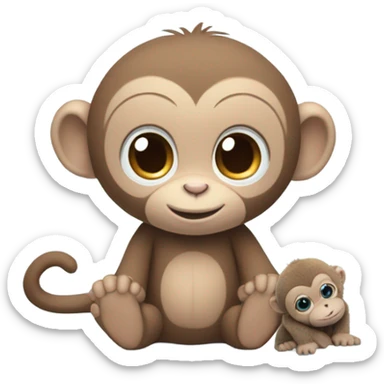 Light brown body, light blue eyes, baby monkey, jellycat stuffed animal sticker