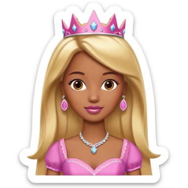 Brown skin blonde hair barbie princess  sticker
