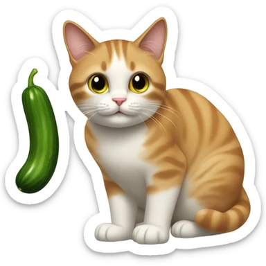 Cat named Larry grabbing a cucumber sticker