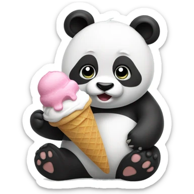 Panda eating ice cream sticker