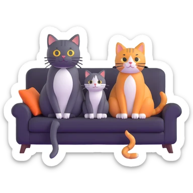 cat sitting next to person on sofa sticker