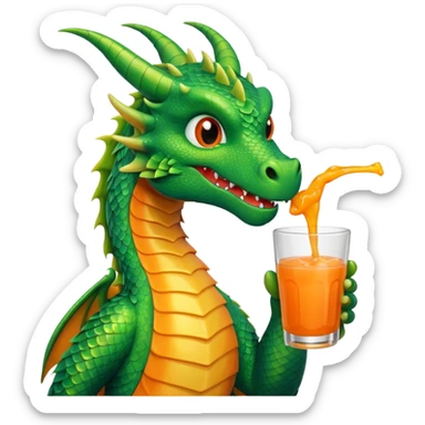 Dragon sipping a juice drink sticker