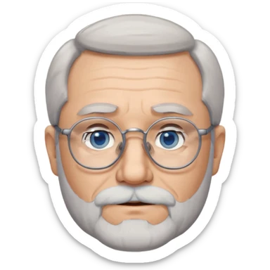 Create me an emoji of an old man. Gray short size hair. Gray beard. Glasses. Blue eyes sticker
