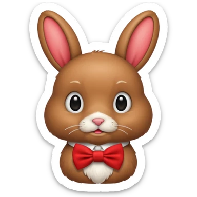 brown bunny with red bowtie sticker