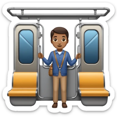 Rider holding grab bar,Metro Riders, inside metro train, no transparent, with background,full image , negative transparent. sticker