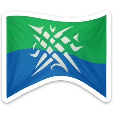 tribal horizontal flag with the top in blue and the below in green  sticker