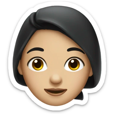 Girl with black hair that has a towel wrapped sticker