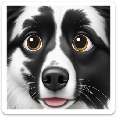 Border collie black and white black spot over one eye sticker