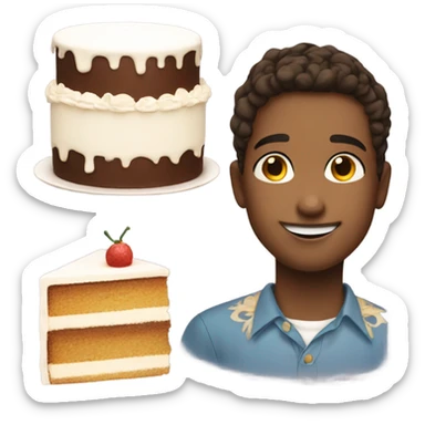  Feminine with Cheekbones smiling boy with a cake Patric the star shape  sticker