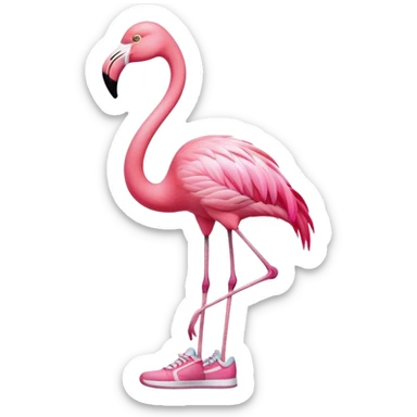 flamingo wearing sneakers sticker