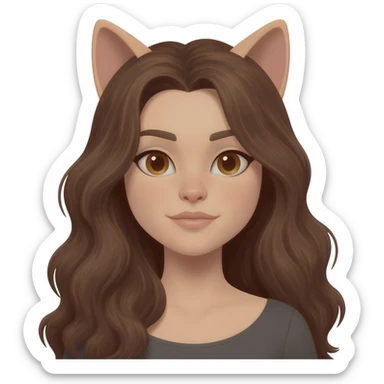Cat woman with long hair and brown eyes sticker