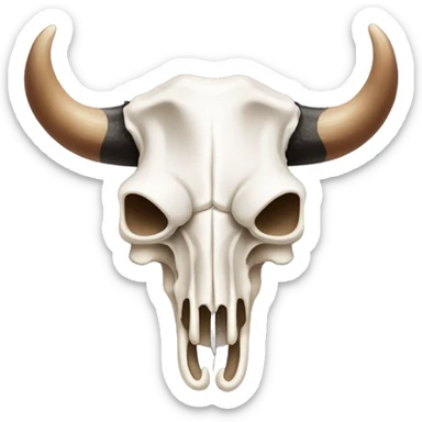 Longhorn cow skull black cowboy hat with long straight horns  sticker