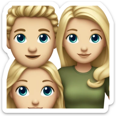 girl with light brown hair and green eyes in love with boy with blue eyes and blonde hair sticker