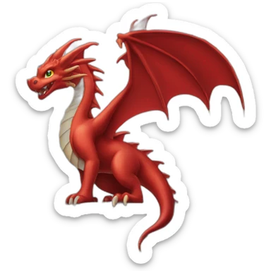 Red Dragon in castle tower sticker