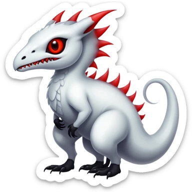 a translucent white with black belly and red eyes exotic edgy vernid-fionbri-creature full body sticker