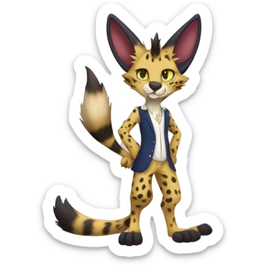 Anthro Fursona Sergal-Serval-Vernid-Fionbri full body sticker