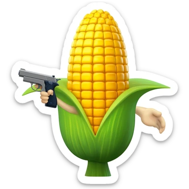 Cornball holding gun sticker