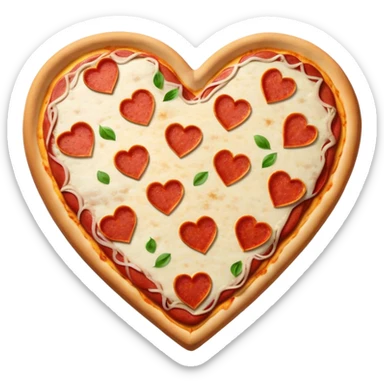 Heart shaped pizza sticker