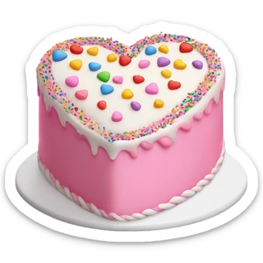Pink heart shaped birthday cake  sticker