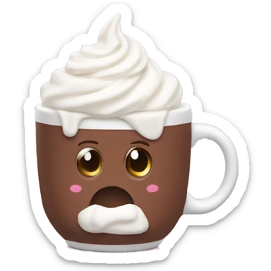 Hot chocolate with whipped cream in a pale pink mug sticker