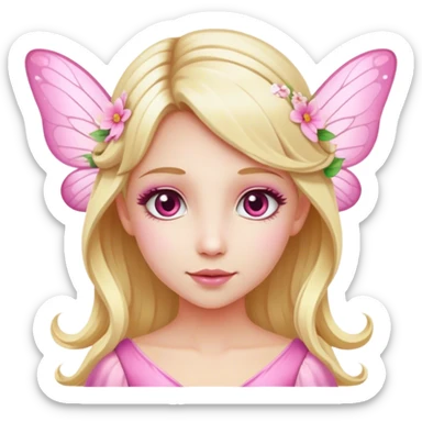 coquette pink, fairy, blonde hair, cool tone, hazel eye, pretty, medium long hair sticker