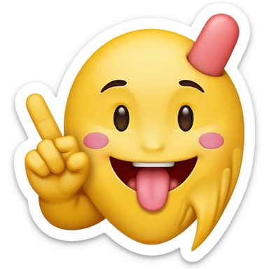 Emoji with tounge out with middle finger  sticker