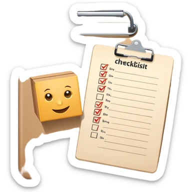 clipboard with a checklist and a delivery box symbolizing logistics management sticker