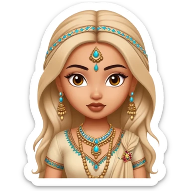 pretty bratz indian baddie asian, desi clothes hair sticker