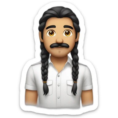 white skin indian in plain white shirt with sleeve up and cool medium length black hair and mustach avatar sticker