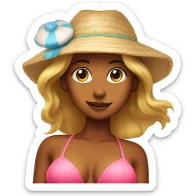 Tanning girl at the beach sticker