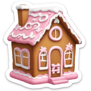 Small cute Pink gingerbread house with white detail sticker