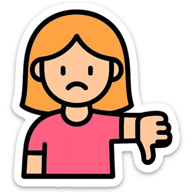 colored icon of a girl showing thumbs down sticker