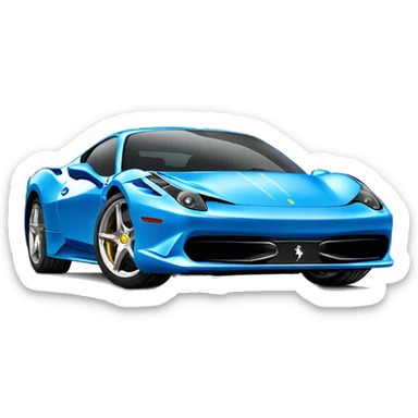 Blue Ferrari 458 with front mounted machine guns sticker