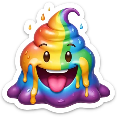 melted rainbow poop emoji monster sticker