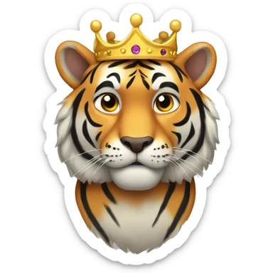 Tiger full body wearing a crown animated sticker