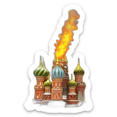 moscow kremlin on fire sticker