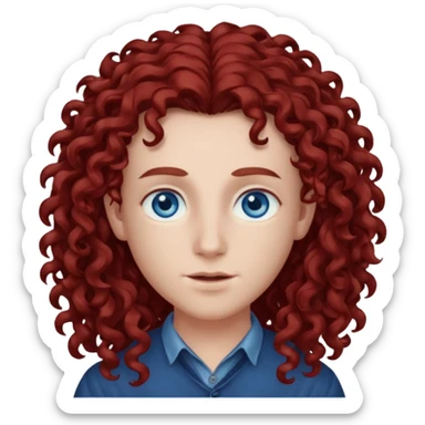 Chappell Roan with blue eyes and long dark red curly hair sticker
