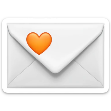 white envelop with orange heart inside sticker