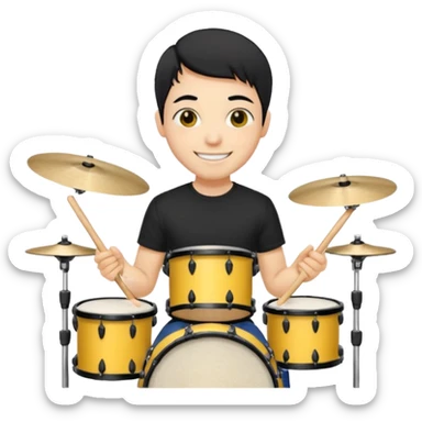yellow drummer at drum kit sticker