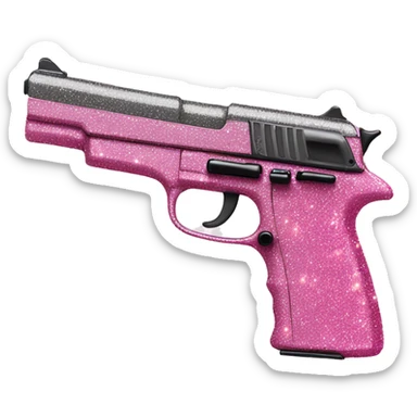 pink sparkly gun sticker