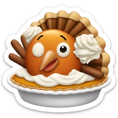 Turkey with pumpkin pie and whipped cream  sticker