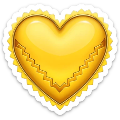 yellow heart with zigzag border sticker